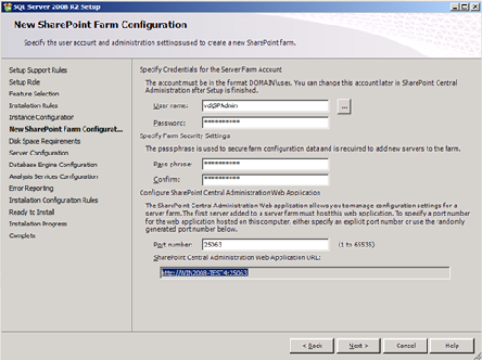 SharePoint farm configuration