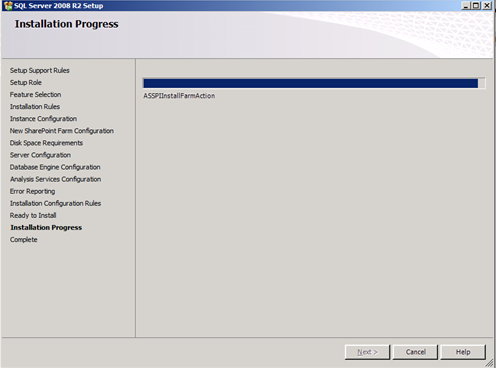 PowerPivot for SharePoint intallation progress