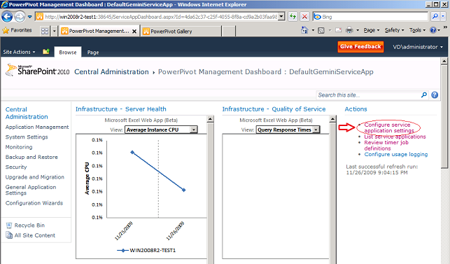 Choose Configure Service Application settings